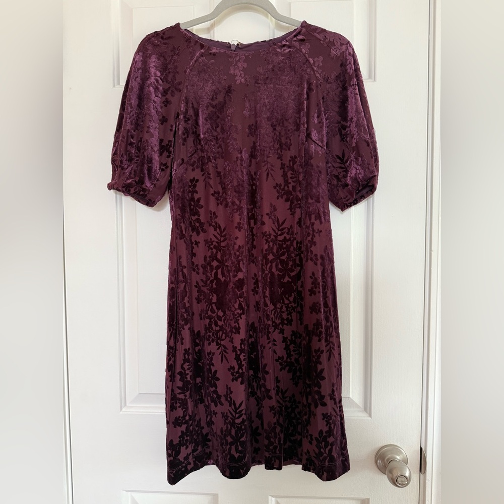 Tommy Hilfiger Burgundy Floral Velvet Dress